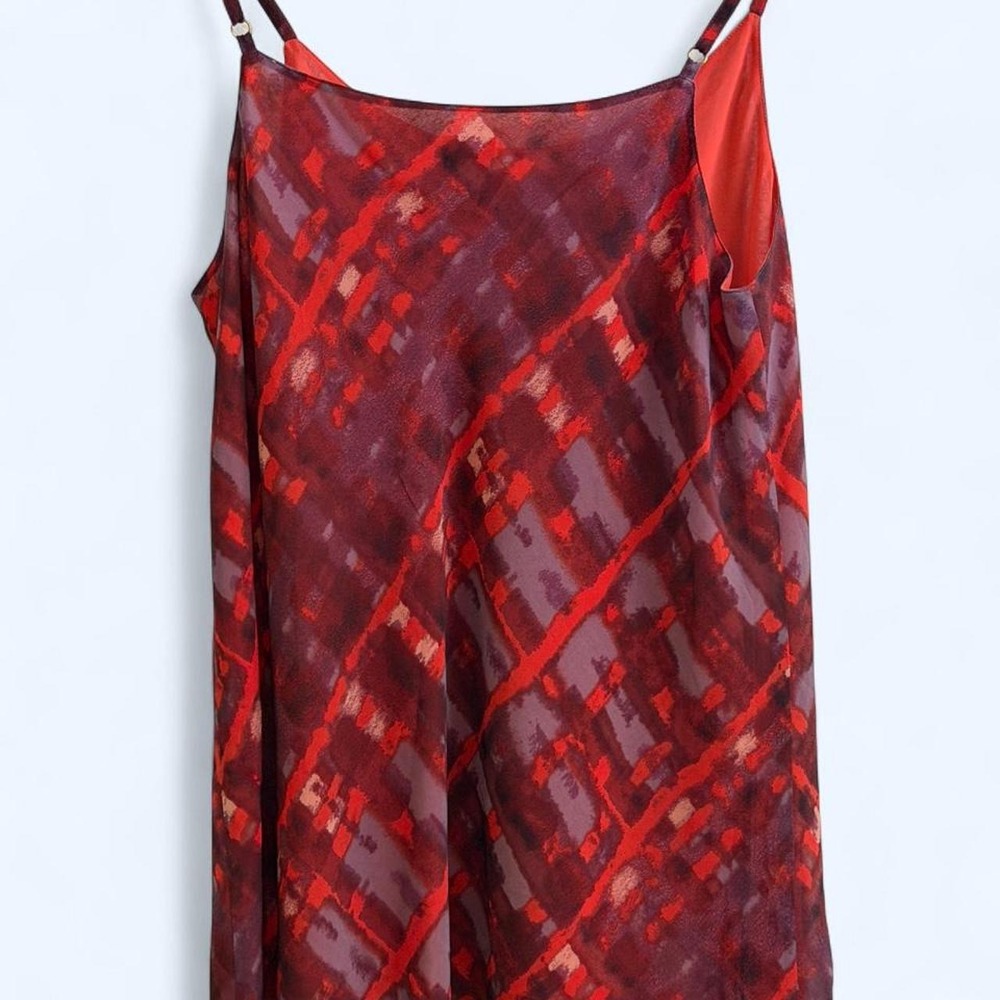 Y2K Abstract Artsy Cabi Red Burgundy Geometric Slip Cami Size L - Picture 7 of 7
